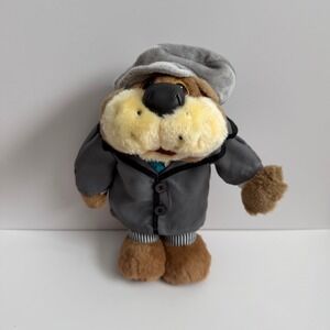 Vintage 1987 Commonwealth The Touchables Plush Dog Grey Suit Newsboy Hat 80s Toy